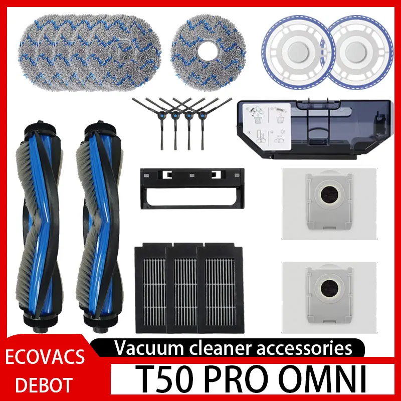 

For ECOVACS DEBOT T50 PRO OMNI Replacement Parts Accessories Main Side Brush Hepa Filter Mop Cloth Dust Bag