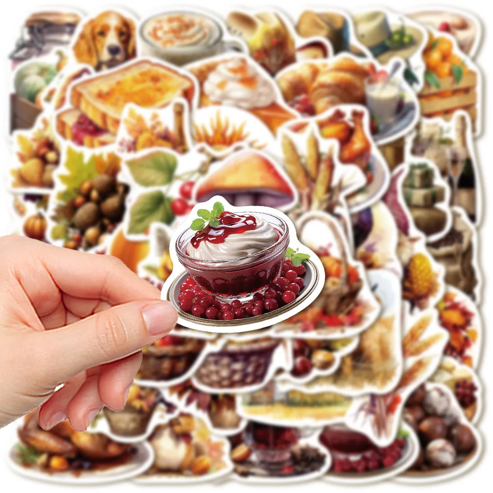 10/50Pcs Cartoon Thanksgiving Mushroom Pinecone Laptop Phone Case Luggage Decoration Waterproof DIY Stickers Festival Gifts