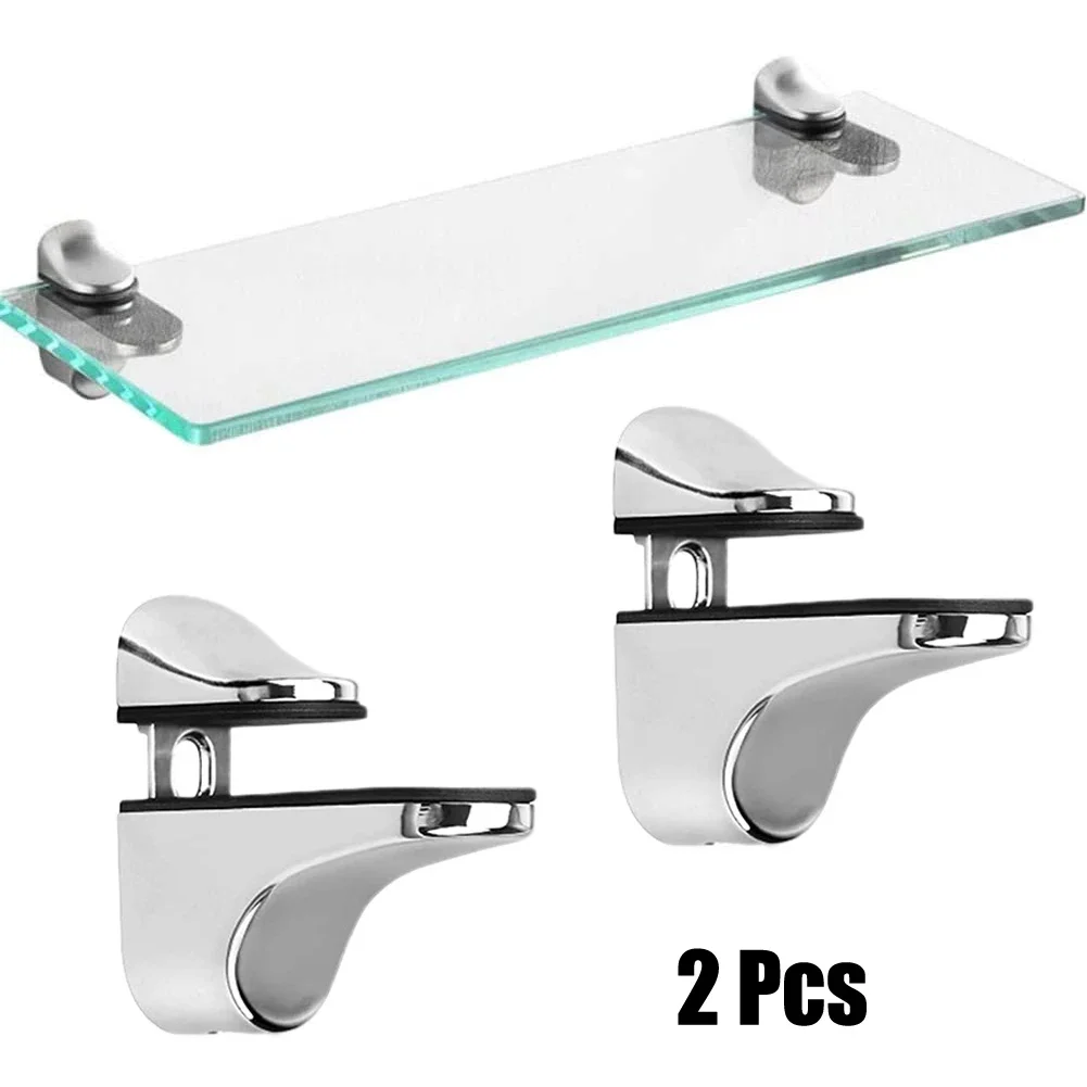 2x Glass Clamp Adjustable Zinc Alloy  Flat Back Mount Holder Glass Clip Shelf Clamp Holder For 3-20mm Thick Partition Board