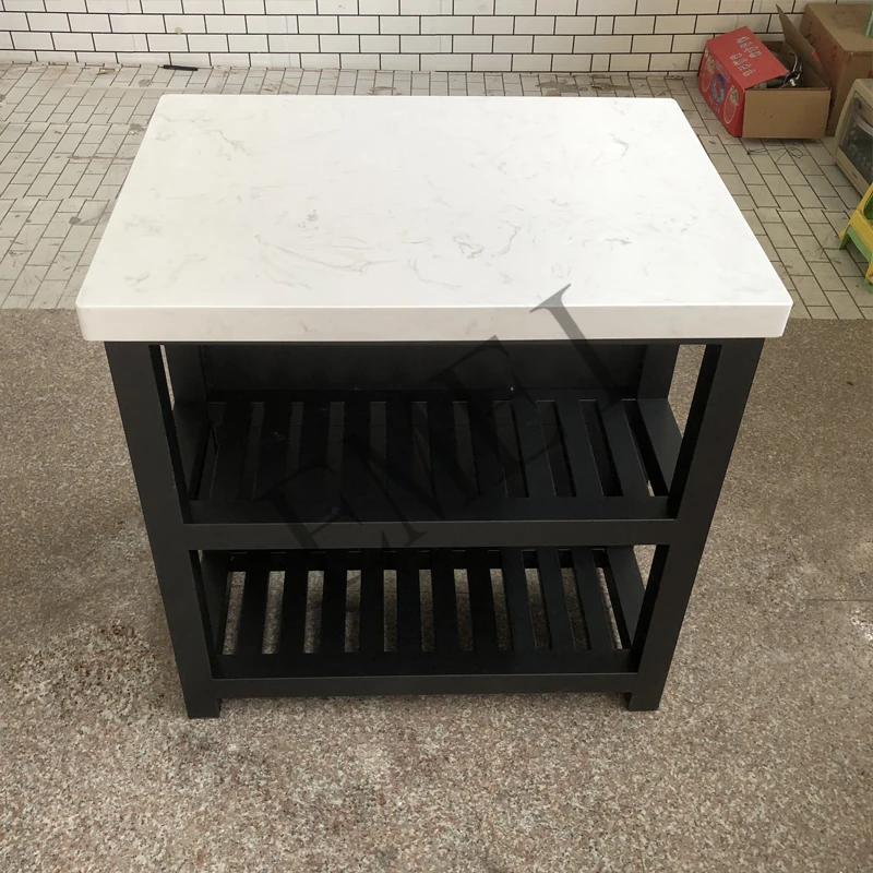 Marble Kitchen Narrow Single Kitchen Counter Storage Rack Movable Console Table Cabinet Integrated