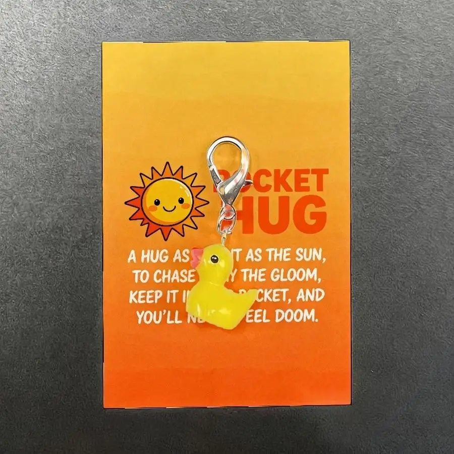 1/5/10/20/50/100pcs Cute Thank You Duck Keychains for Men and Women Durable Metal Backpack Charms with Appreciation Cards, Pocke