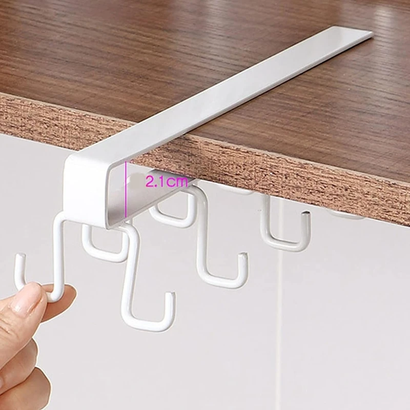 Hooks Under Shelf Cups Rack Drilling Coffee Cups Holder Kitchen Utensil Holder Hanging Hooks Rack For Kitchen Cabinet