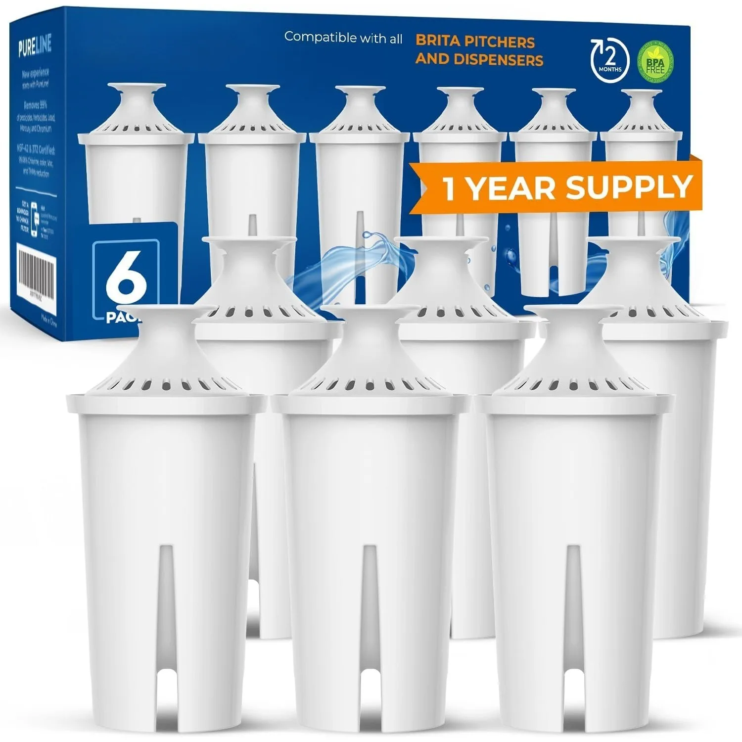 Replacement for Brita Filter,Pitchers and Dispensers,Classic 35557,OB03, Mavea 107007,Replacement for Brita Pitchers Grand,Lake