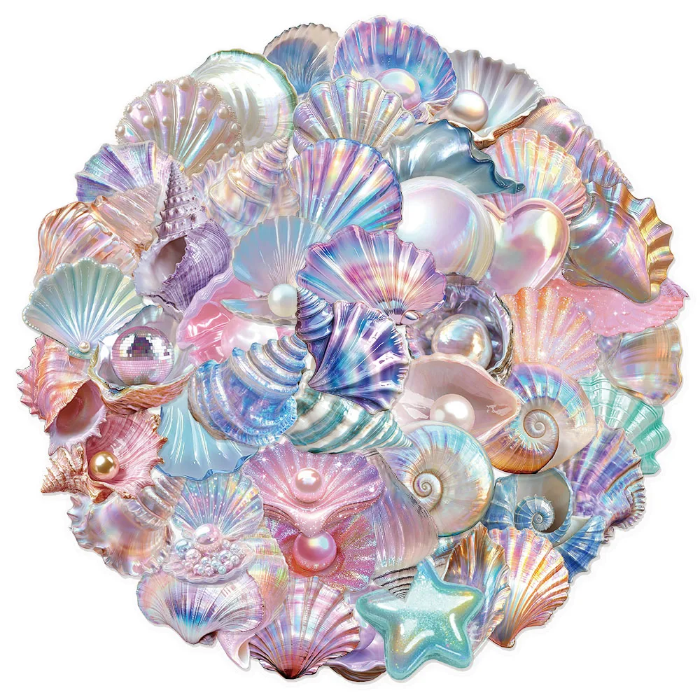 

50 шт. красочные украшения в виде ракушки, наклейки с граффити для домашних животных, динамик для багажа, скейтборд, украшения для чашки воды, наклейки