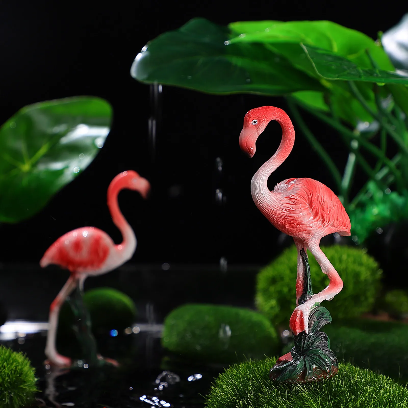 2 قطعة حديقة فلامنغو الراتنج زخرفة حية دائم الديكور للخارجية ساحة الحديقة سطح المكتب بونساي الزينة المشهد الصغير DIY بها بنفسك #1