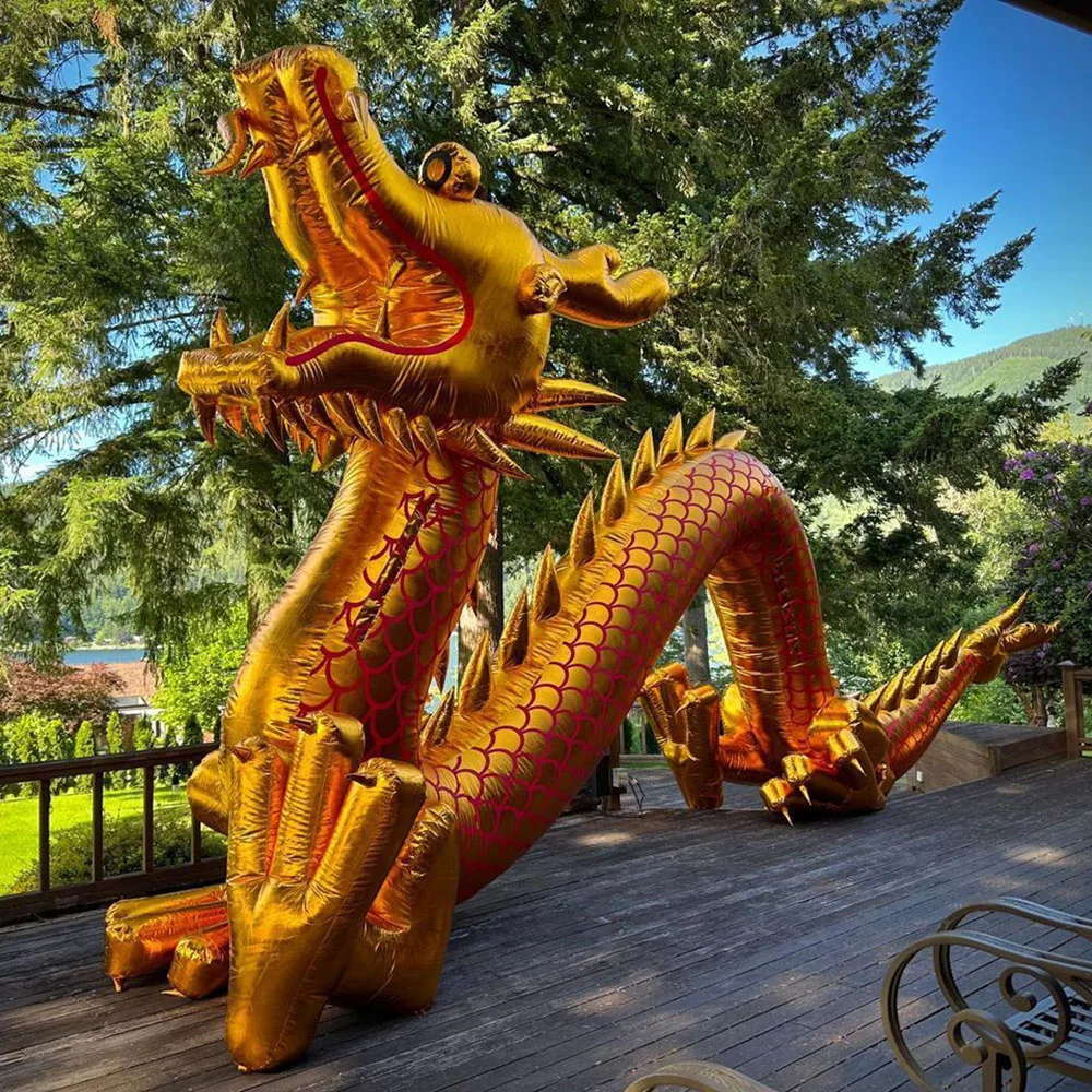 8m L Inflatable Golden Dragon and 3 PCS 3m Diameter Inflatable Crowns with air blowers Ship by Sea