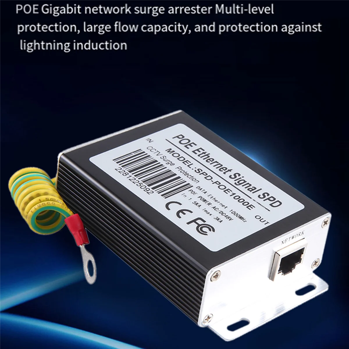 Single-Channel Gigabit POE POE Ethernet Signal SPD Network Surge Protector 1000Mbps SPD Preventer for CCTV IP Cameras