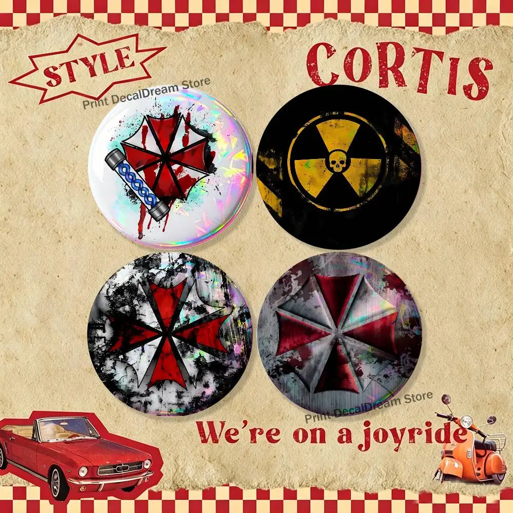 

Umbrella Corporation 4-piece set Pin Backpack Clothes Jewelry Accessories Cartoon Round Brooch Button Badge Fan Collection Gifts