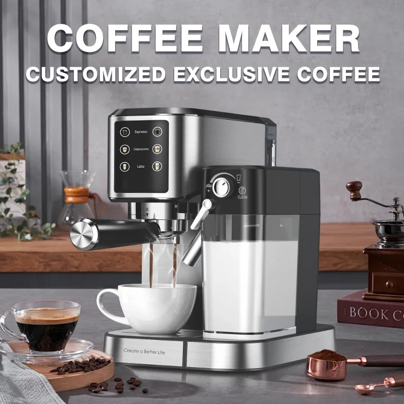 Espresso hine semi-automatic small home milk foam offi coffee hine KA3104 1350W 304 Stainless Steel 3 modes
