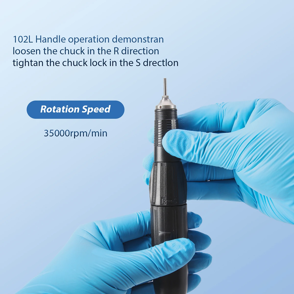 AZDENT طاحونة اليد للأسنان مختبر ماراثون محرك صغري تلميع E-TYPE 35000 دورة في الدقيقة معدات مختبر الأسنان طبيب الأسنان 204 مجموعة مقبض نصائح #5