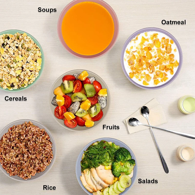 

E9 1Pcs Unbreakable Reusable Cereal Bowls Wheat Straw Bowl Lightweight Tableware BBQ Bowl For Noodle Soup Snack Salad Fruit Bowl