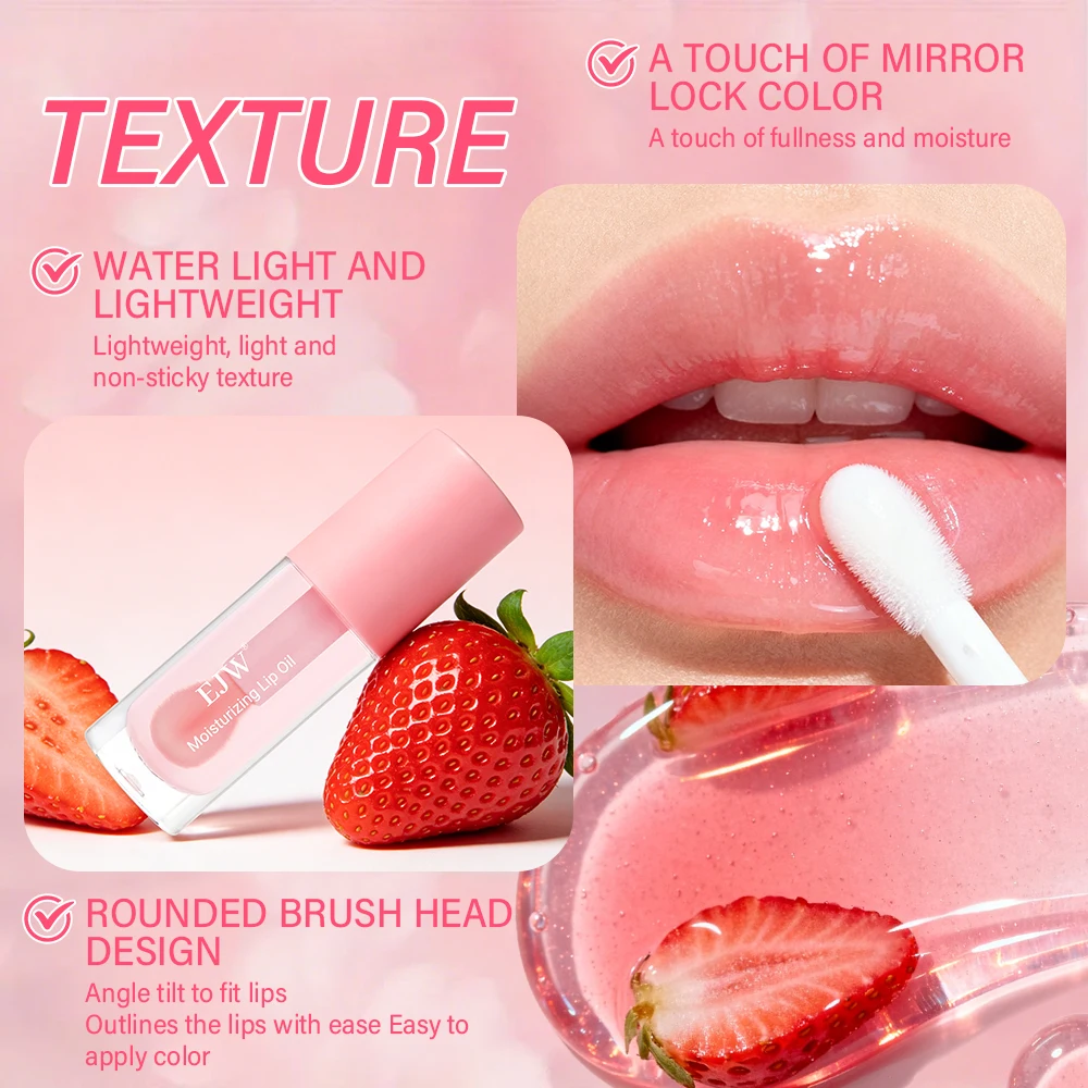 Long-Lasting Lip Oil Serum – Hydrating & Moisturizing Clear Gloss for Soft, Glossy Lips, Prevents Chapping, Fruity Flavored,