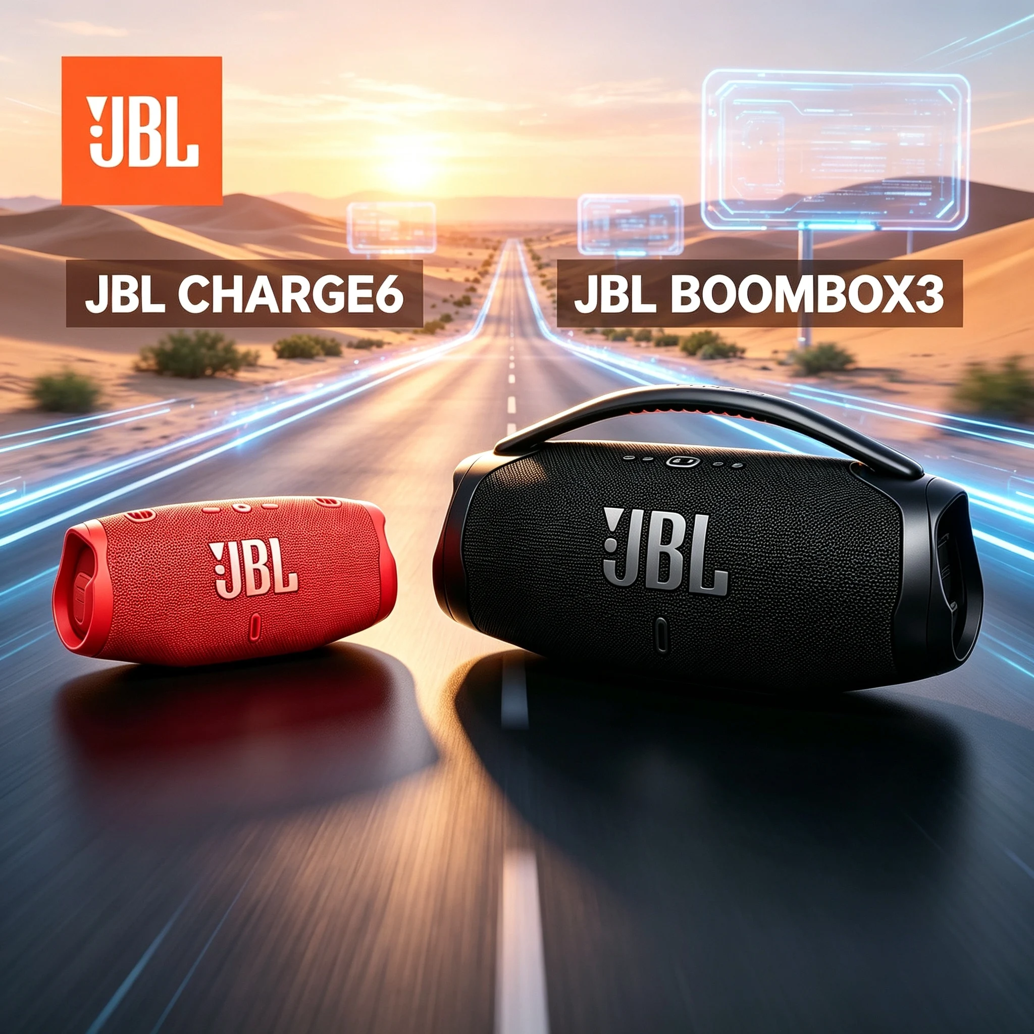 JBL CHARGE6 & JBL BOOMBOX3 Wireless Audio Combo, Charge6 Punchy Bass, Boombox3 3-Way Audio IP67 for Road Trips,