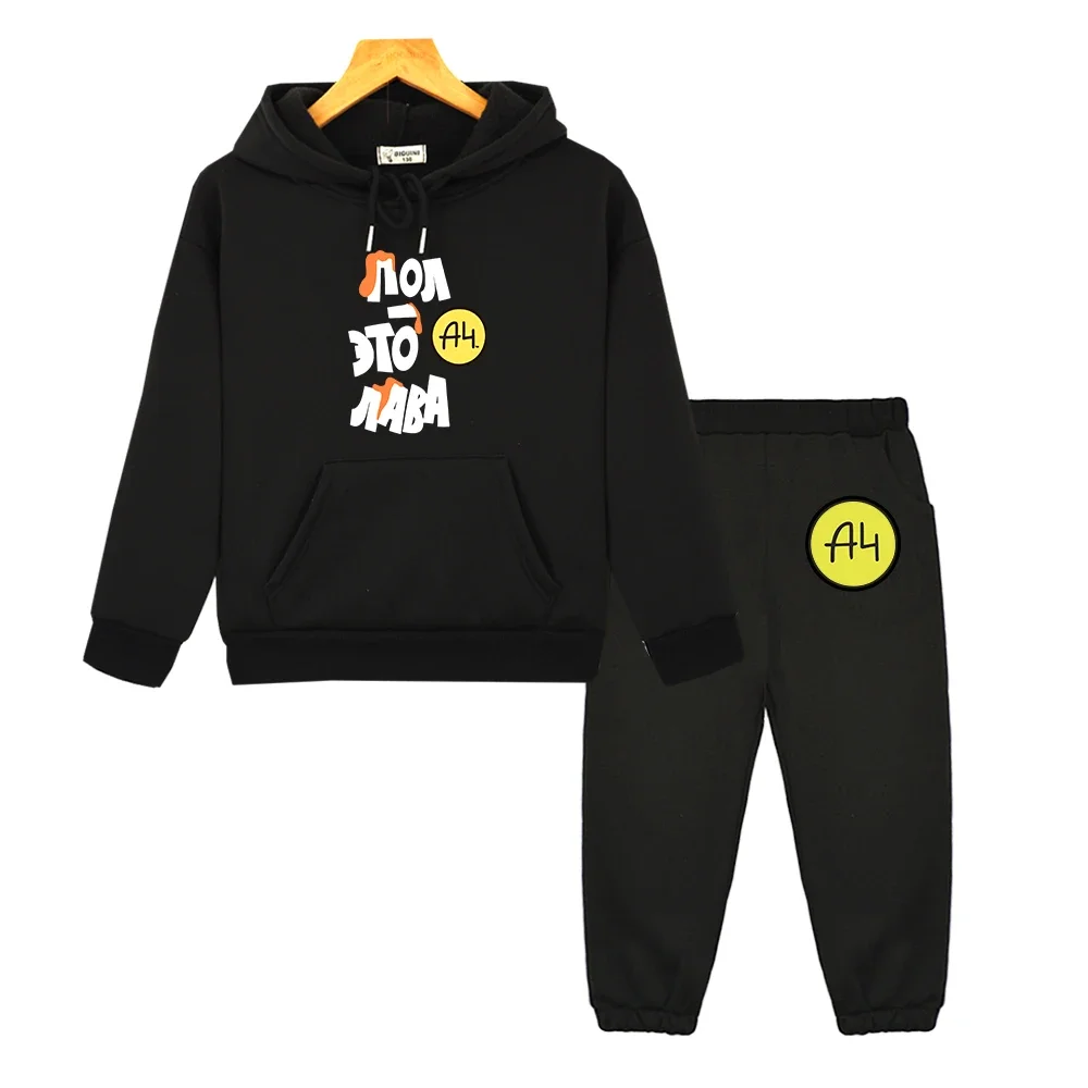 Russian Мерч А4 VladA4 Hoodie and Pants Sets Kawaii Cartoon Graphic Print Hoody Suit Casual Boys and Girls Children Sweatshirts