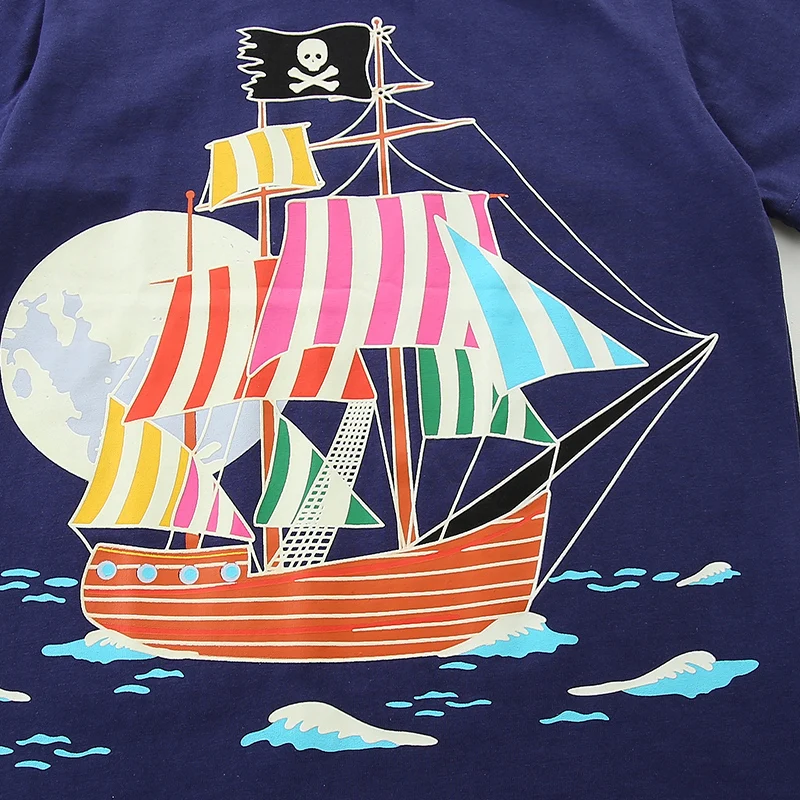 ليتل مافن 2026 صيف جديد موضة الأولاد تي شيرت مضيئة المراكب الشراعية القطن بلايز كاجوال للأطفال الملابس 2-7 سنوات #4