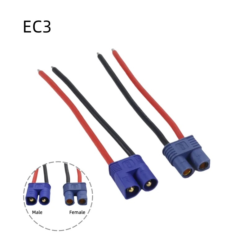 EC3 Male Female Bullet Connector Plug Pigtail Cable 10cm 16AWG Silicone Wire for RC Lipo Battery FPV Car Boat