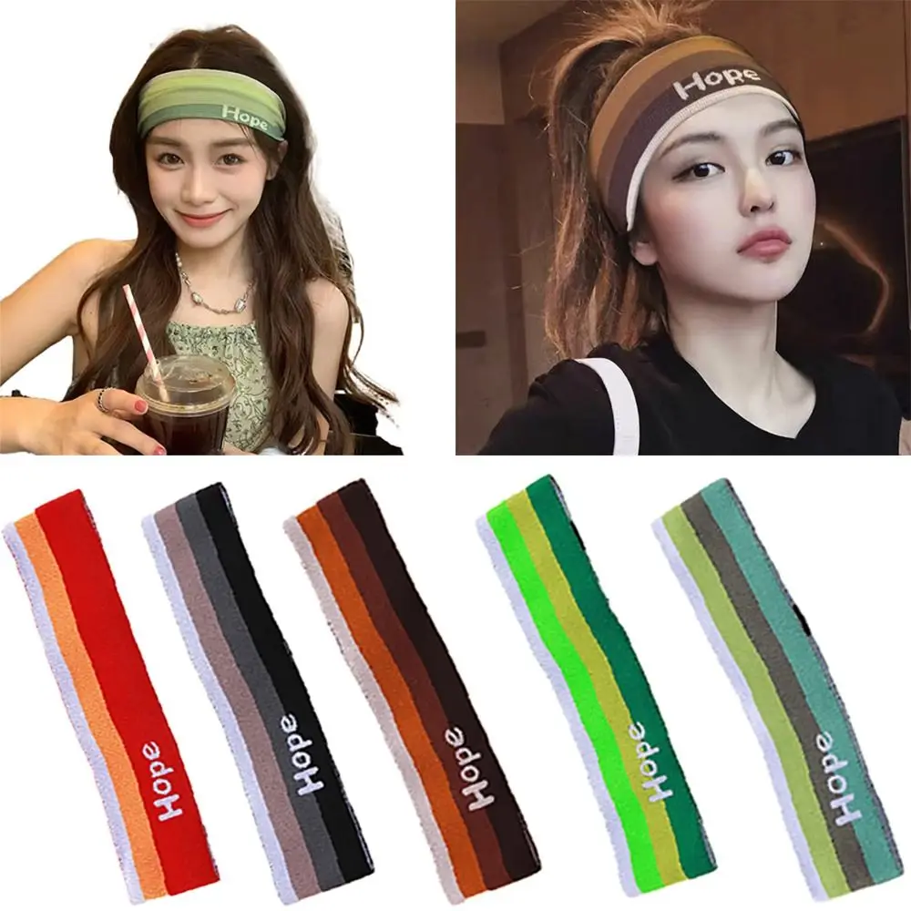 Multicolor Yoga Sweat Headband Stripe Hip Hop Sport Hair Bands Street Dance Headscarf Washing Sweatabsorb Head Band