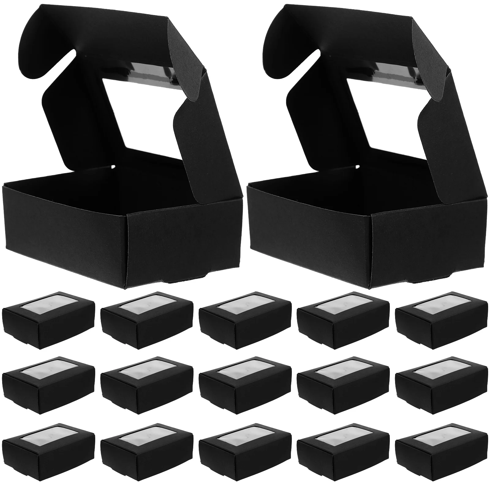 

50pcs Windowed Paper Boxes Kraft Material Cake Wrapping Dessert Party Supplies Disposable Baking Containers Storage Box Mini