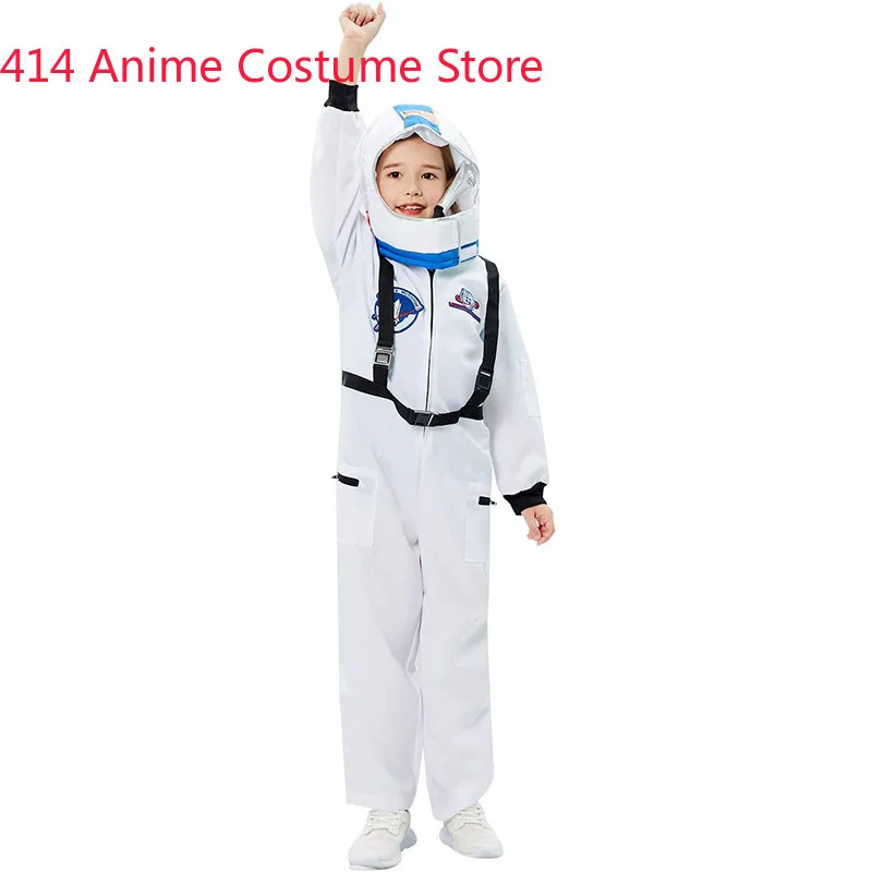 2pcs Kids Astronaut Cosplay Costume Boys Space Man Jumpsuit And Hat Suit Halloween Carnival Party Rocket Space Costume C53M66