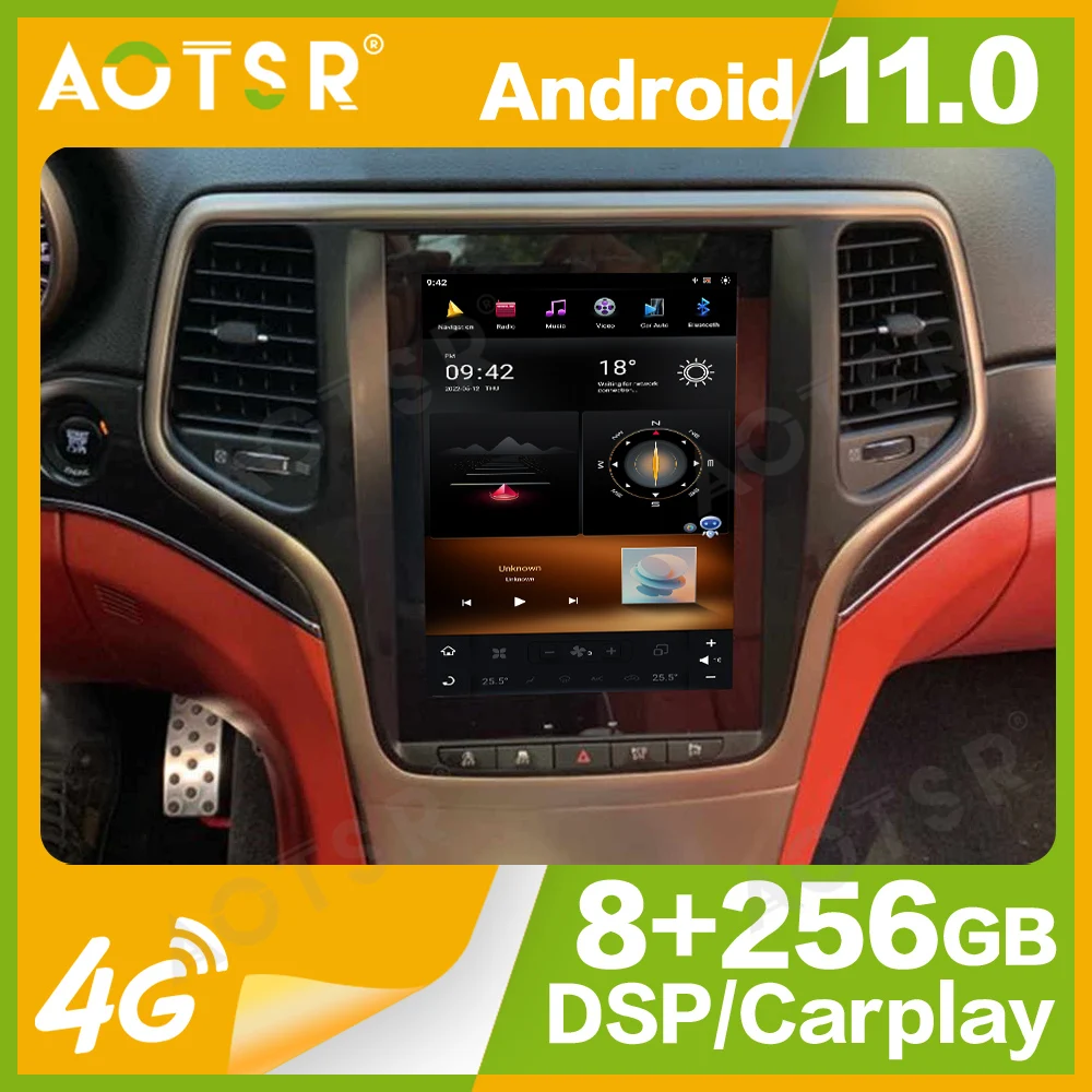 

10.4'' Qualcomm 8 core For Jeep Grand Cherokee 2014-2018 Car Radio Multimedia Player Android 11 Auto GPS Navi Wireless Carplay