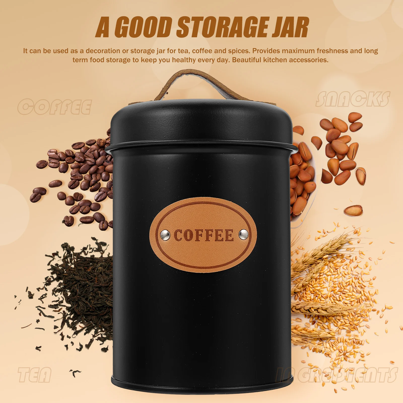 

Grain Storage Jar 1200Ml Airtight Kitchen Cereal Container For Tea Coffee Beans Dry Food Multi-Function Sealing Jar Home
