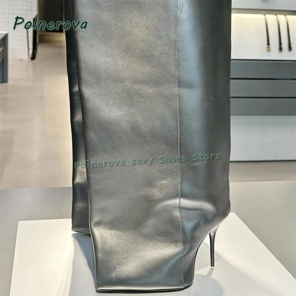 

2025 New Designer Slender Knee High Boots Stiletto Solid Pull On Women Fashion Catwalk Long Boots Party Street Style Shoes Trend