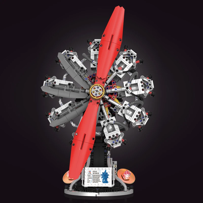 Radial Engine Building blocks 9-Cylinder Fighter jet Aviation aircraft Technology Machinery Assembly Model Toy Gift