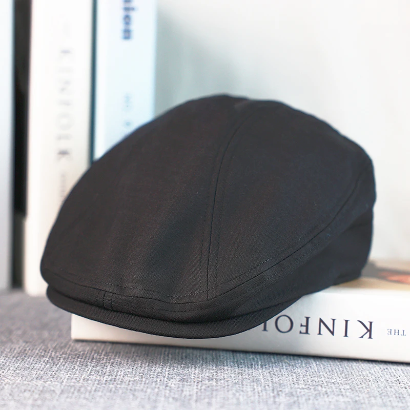Wiosna Lato Lniana Czapka Newsboy Nowa Solidna Czarna Oddychająca Beret Męska Damska Literacka Retro Kapelusz Anglia Kapelusze Męskie A-59