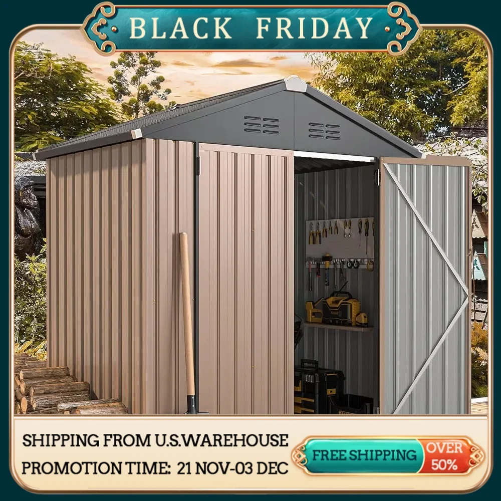 6' X 4' Storage Shed, Metal Sheds & Outdoor Storage Clearance, Utility and Tool Garden Shed with Lockable Doors for Backyard