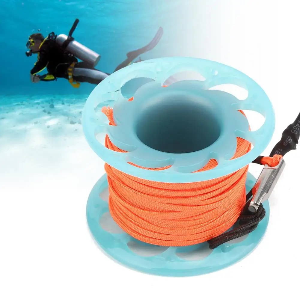 15m/30m Scuba Diving Rope Reel with Dual Hooks & SMB Marker - Durable Spool Wheel for Underwater Navigation