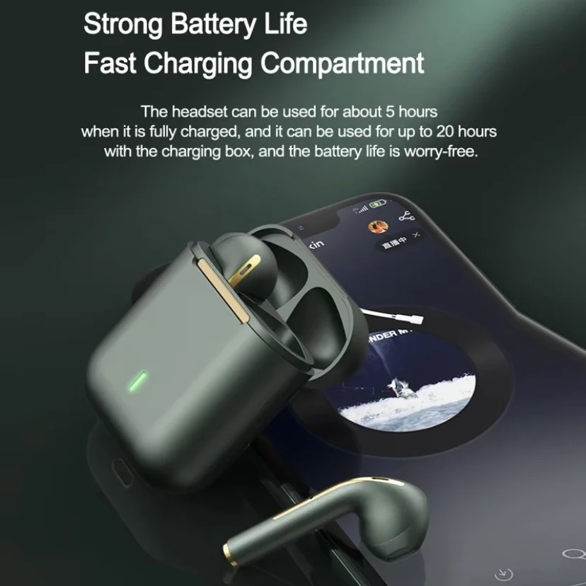 J18 바이노럴 무선 스테레오 이어버드 팝업 5.0 미니 스포츠 Tws 블루투스 헤드셋