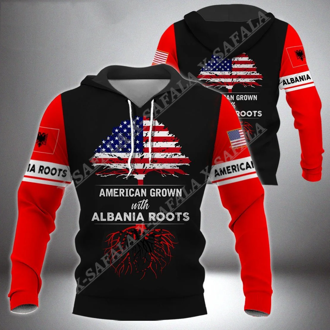 

ALBANIA And America FLAG Coat Of Arm 3D Print Zipper Hoodie Men Pullover Sweatshirt Hooded Jersey Tracksuits Outwear Coat Casual