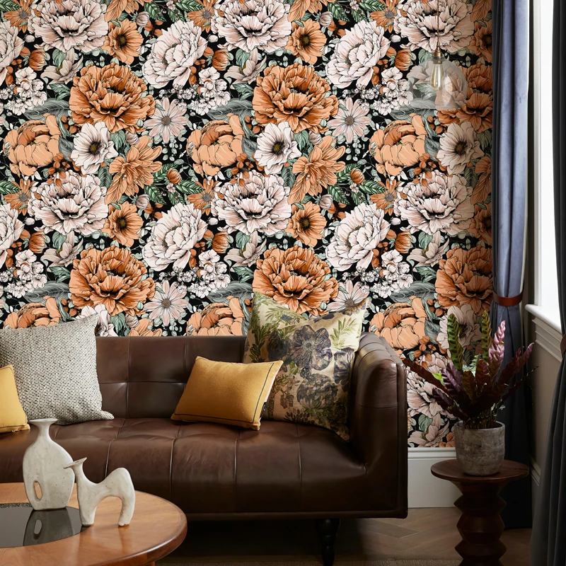 Fresh Boho Flower  Peel And Stick Wallpaper Self Adhesive Living Room Wall Decal Waterproof Cabinet Stickers