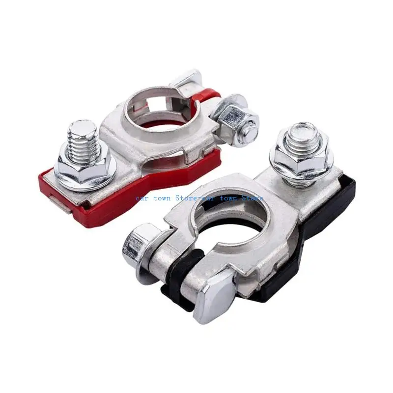 RXJE Car Motorcycle Battery Post Clamp Pair with Positive Negative Covers and Upper Hardware for Replacement Service
