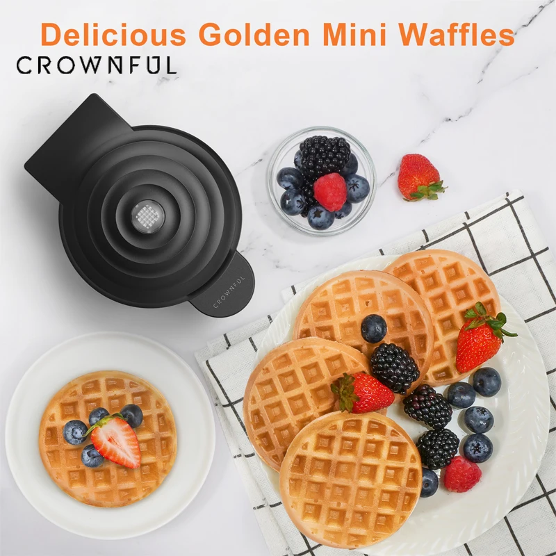 Crownful 350W Mini Waffle Maker Electric Breakfast Maker Multi Functional Sandwich Cake Maker Dessert Cooking Machine Toaster