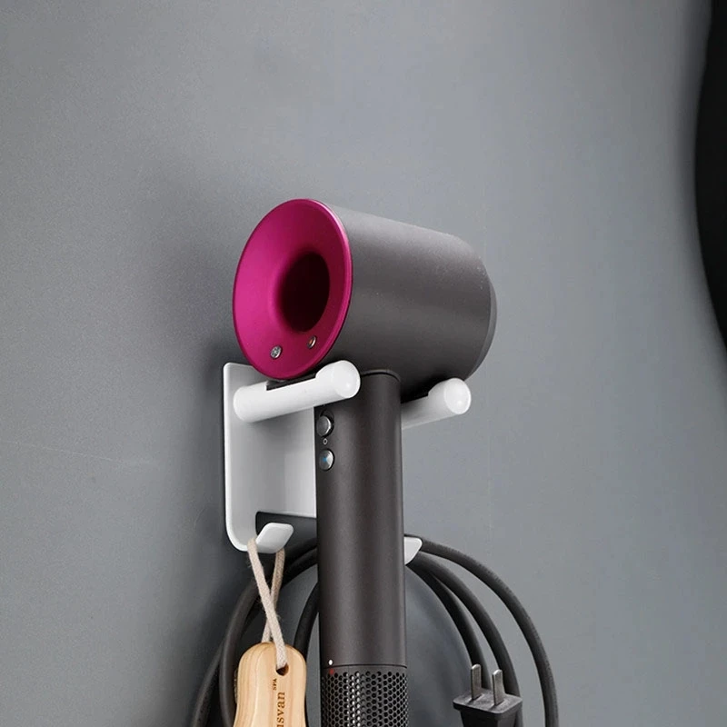 Hair Dryer Storage Rack Free Punch Bathroom for Dyson Hair Dryer Hanger Toilet Wall-Mounted Hair Dryer Bracket Left And Right