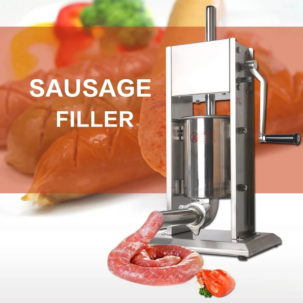 10LCommercial Manual Sausage Stuffer, Hand Operated Meat Filling Machine Homemade Sausage Maker for Kitchen & Catering