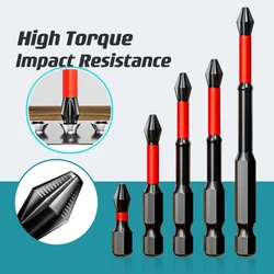 Non-Slip Impact Batch Head Strong Magnetic Cross High Torque Hardness Screw 25/50/65/70/90mm Waterproof Ph2 Screwdriver Bits Set