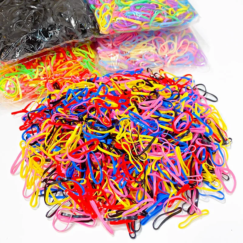 500Pcs/1000Pcs Children Disposable Elastic Hair Bands Fashion Rubber Bands Scrunchies Kids Headwear Women Girls Hair Accessories