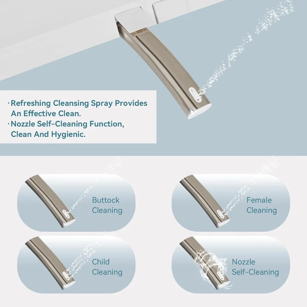 Siège de toilette chauffant pour toilettes allongées en forme de V – Bidet lavage à l'eau chaude, buse autonettoyante, sèche-linge à air chaud, désodorisant