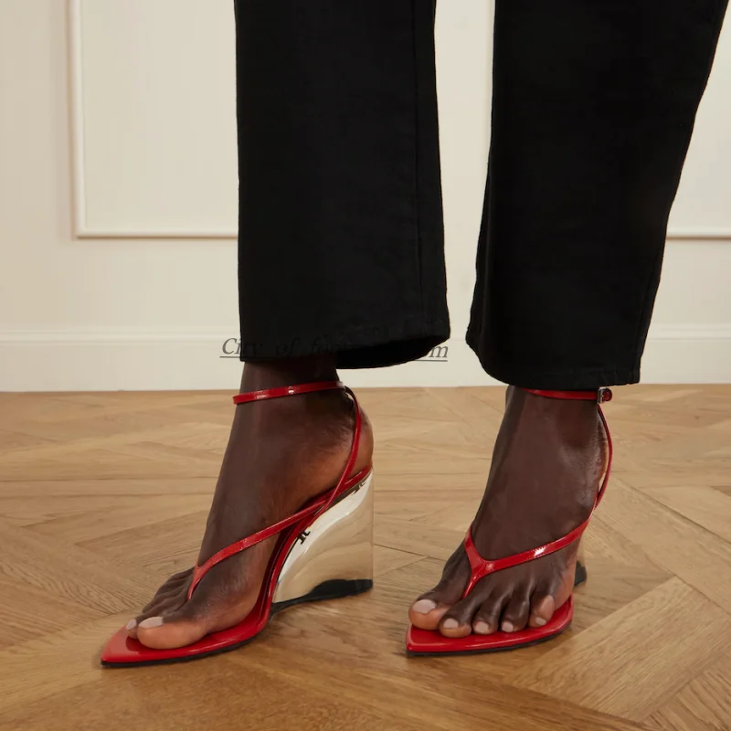 

Clear Transparent heels leather sandals women's black/red wedge heeled luxury designer high heels luxury designer sexy shoes