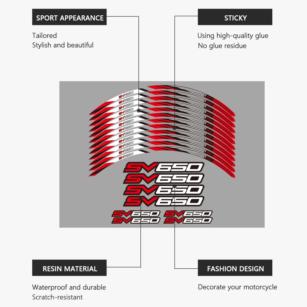 Motorrad Rad aufkleber 17 Zoll Felgen streifen band für suzuki sv 2016 sv650 Zubehör 2013-2017 wasserdichte Rad abziehbilder