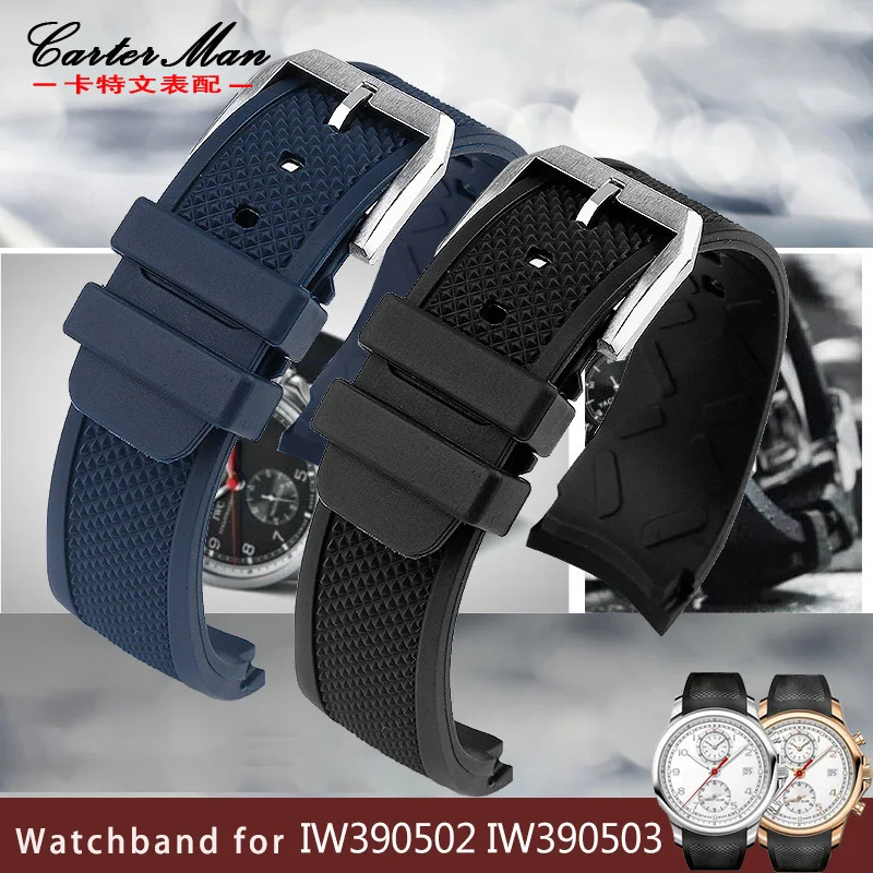 

Curved rubber watch strap for IWC watch Portugal IW390502 IW390503 series men's waterproof wristband 22mm bracelet watchband