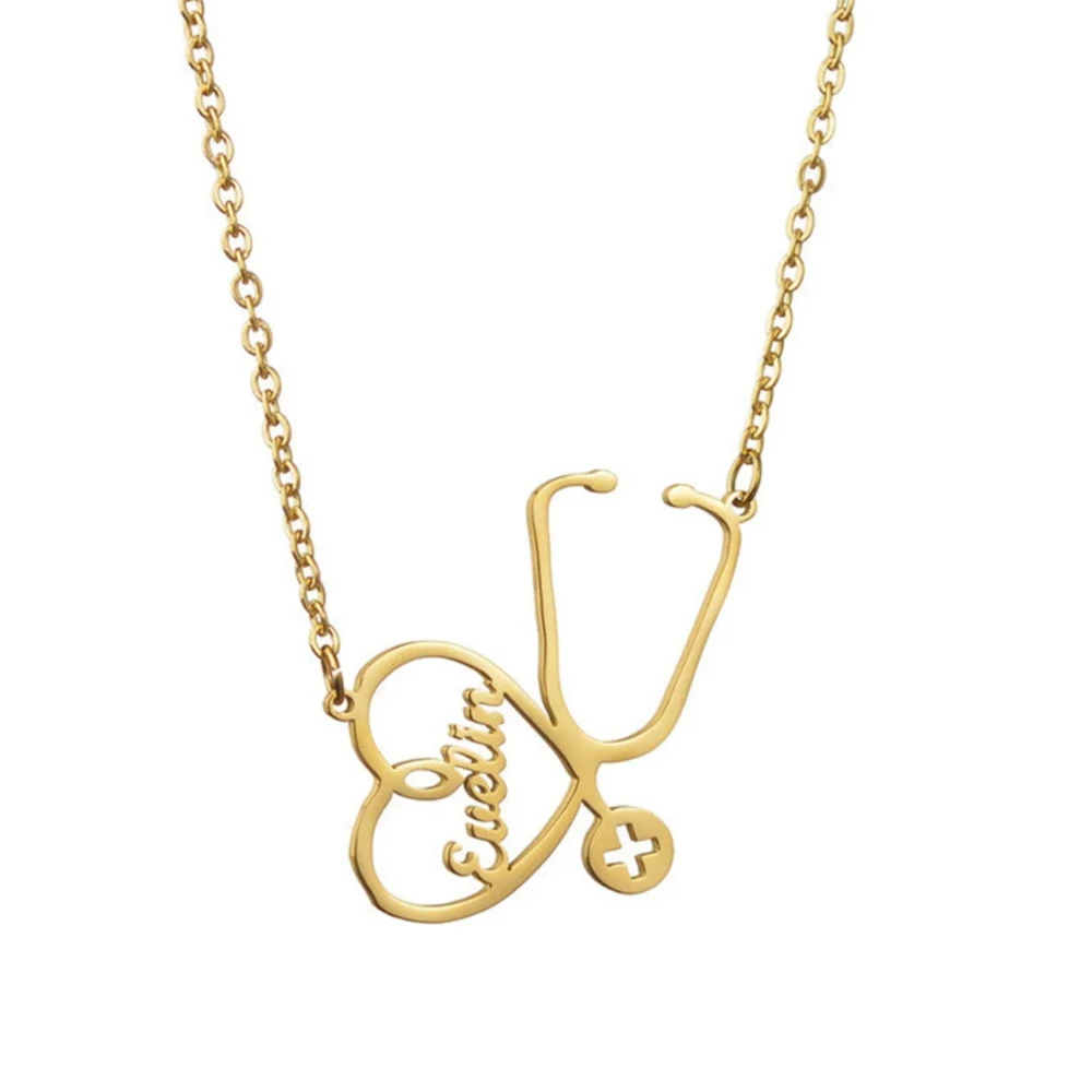 قلادة اسم سماعة الطبيب الشخصية، مجوهرات طبية مخصصة، قلادة لوحة اسم طبيب الممرضة، هدية مجوهرات نسائية #6