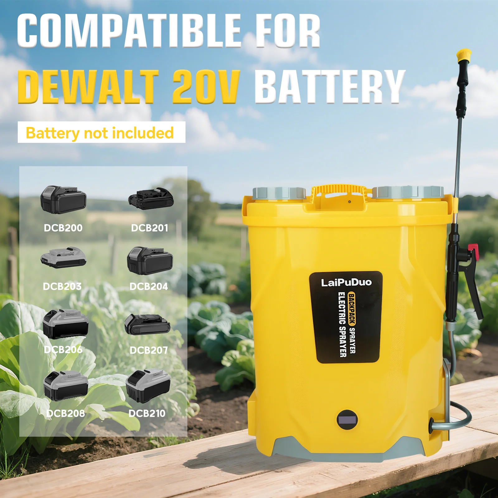 بخاخ حقيبة الظهر الكهربائية 20 لتر سعة 5.3 جالون 100 رطل لكل بوصة مربعة بخاخ زراعي مع 4 فوهات لبطارية ديوالت 20 فولت