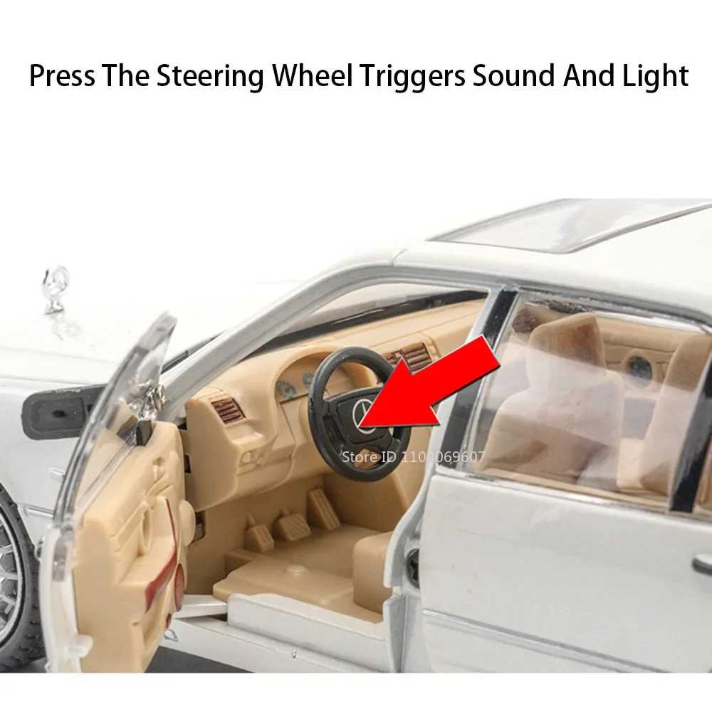 1:24 W140 320SEL 300SEL Speelgoedautomodellen Legering Diecast Geluid Licht Deuren Geopend Trek Decoratie Voertuigmodel voor Kinderen Volwassenen