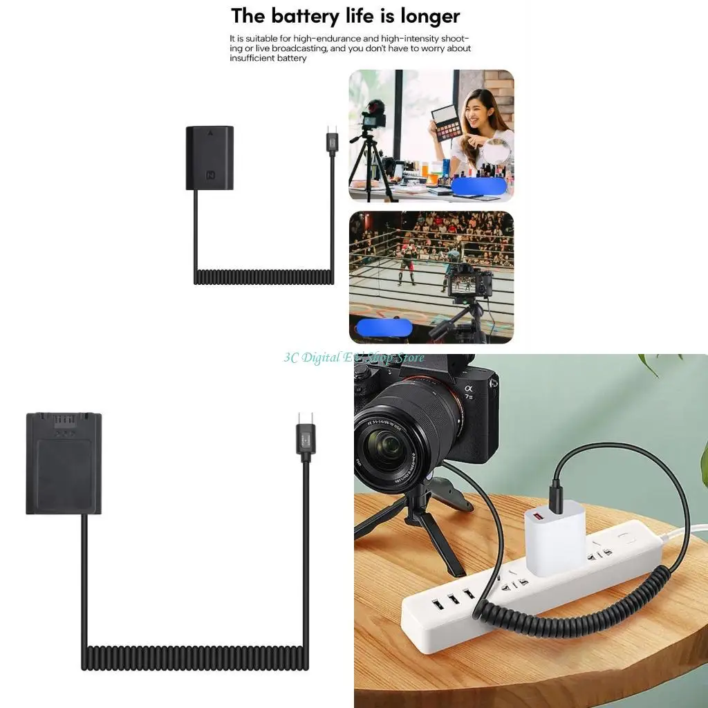 

E74D FZ100 Simulated Battery Power Supply for A7M3 A7M4 A9 A7C Cameras with Type C PD Input