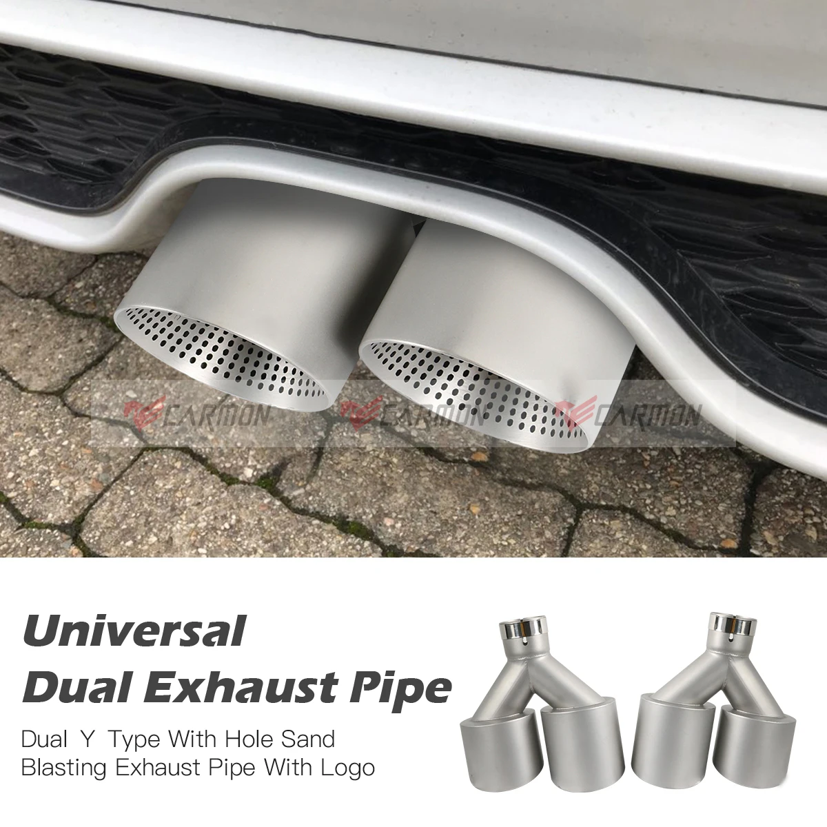 Dual pipe exhaust muffler Sand Blasting Stainless Steel Exhaust Tail Tips for VW Golf R MK7 Golf 6 Exhaust Muffler pipes AK LOGO