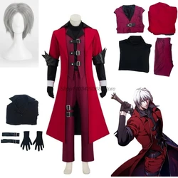 Anime Devil May Cry 코스프레 코트 단테 레드 윈드 브레이커 잘 생긴 의상 할로윈 의류 흰색 가발
