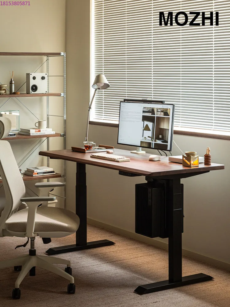 

Электрический подъемный стол из цельного дерева, североамериканский, черный орех, черный, с двойным двигателем, рабочий стол